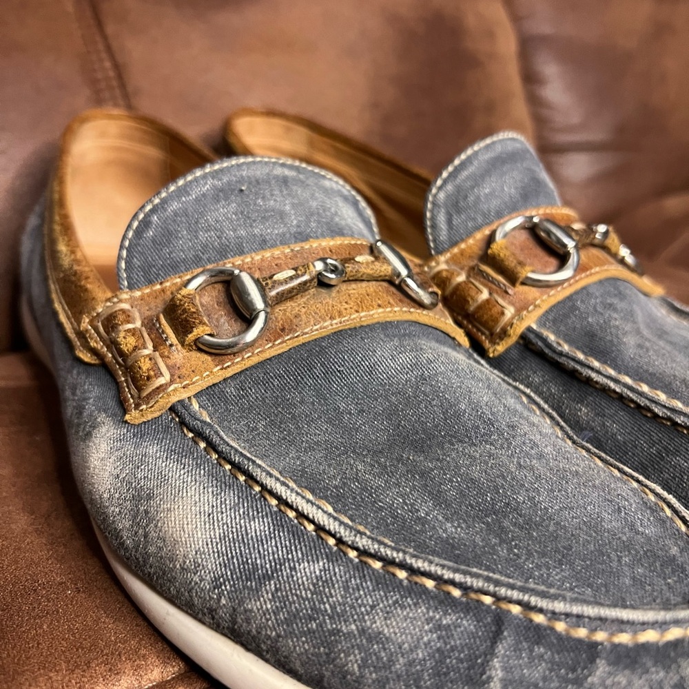 Martin Dingman Countrywear Blue Jean Suede Horse-bit Loafers Size 12 M Slip On